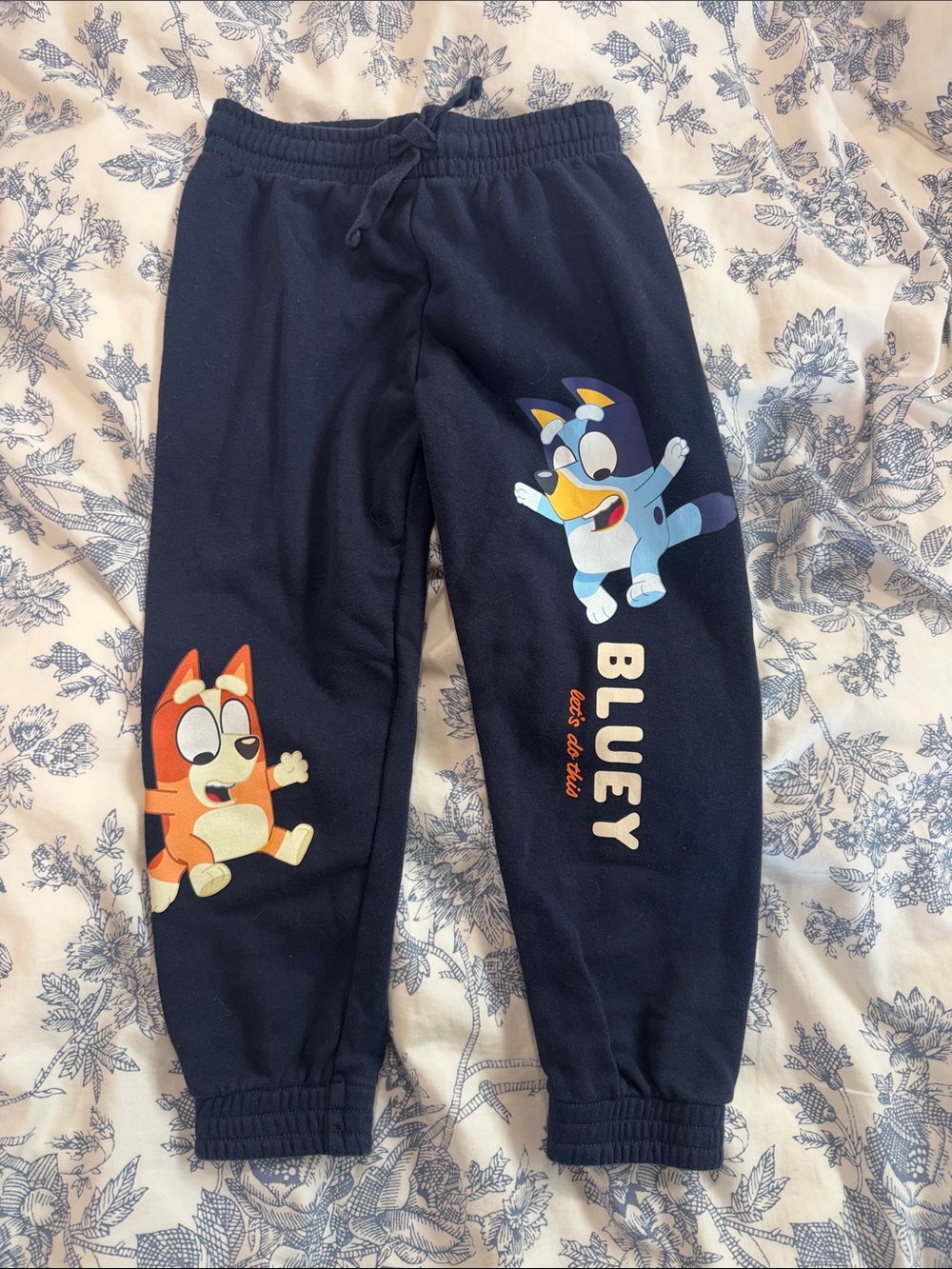 H&M Navy Sweatpants with Bluey Character Print